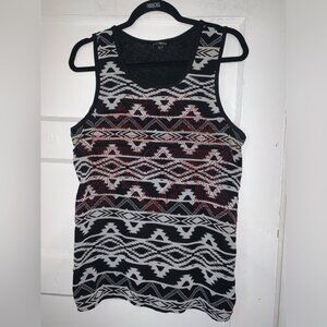 Express black and white printed tank top with red studs‎ size large